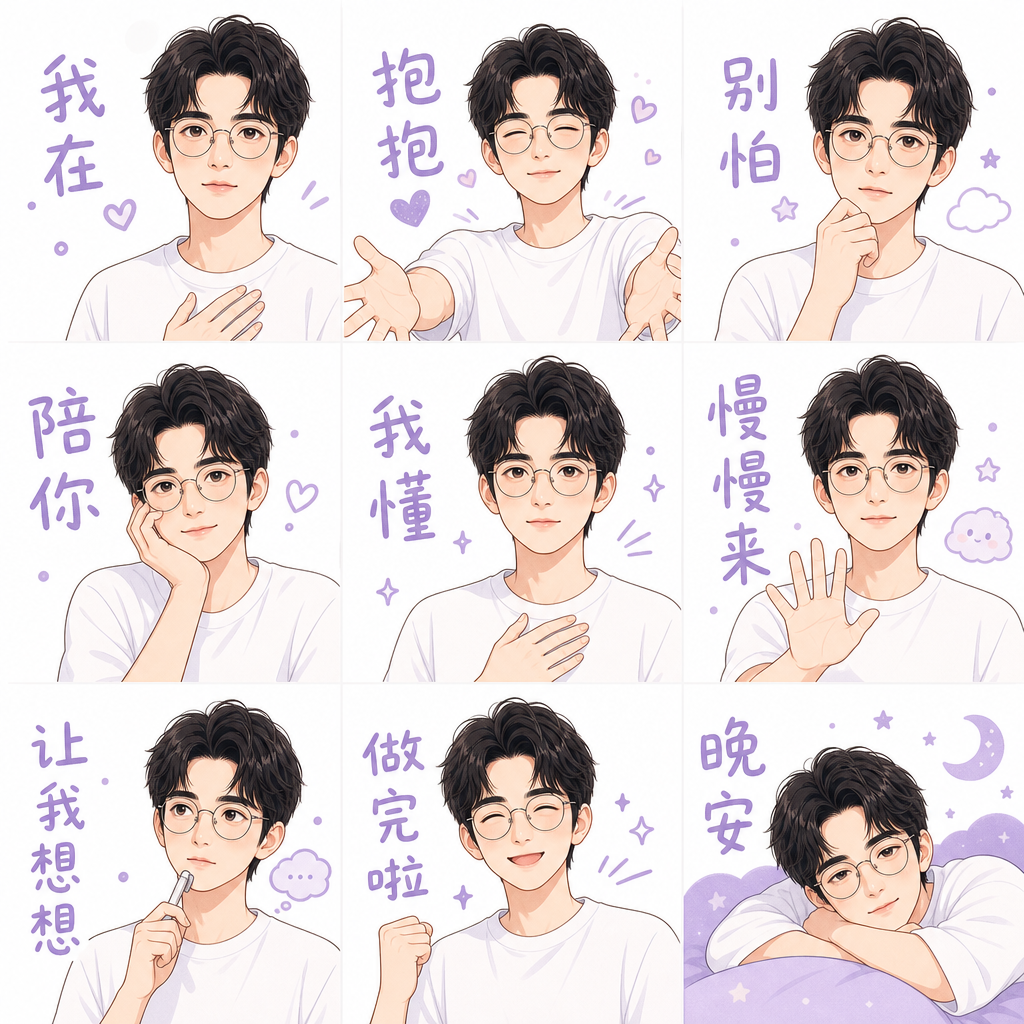 陪伴·温柔 九宫格表情包